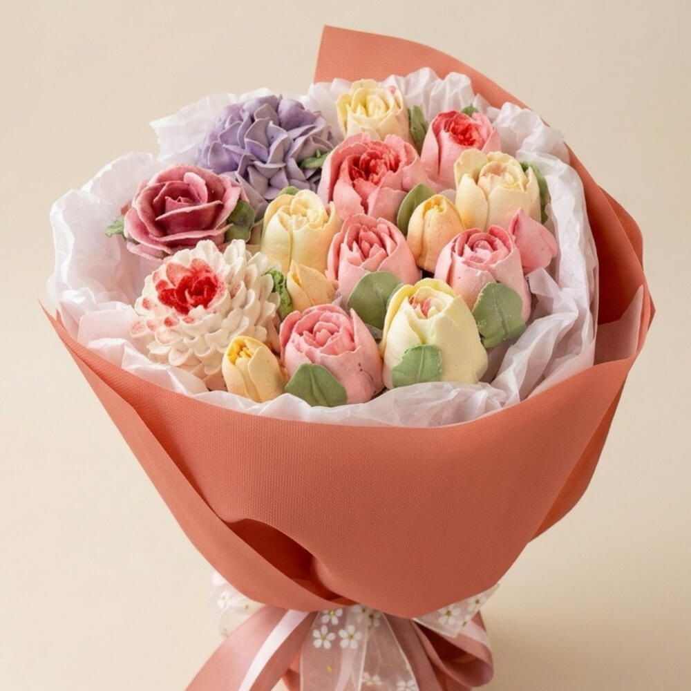 Sweet bouquet of marshmallow flowers, assorted flavors