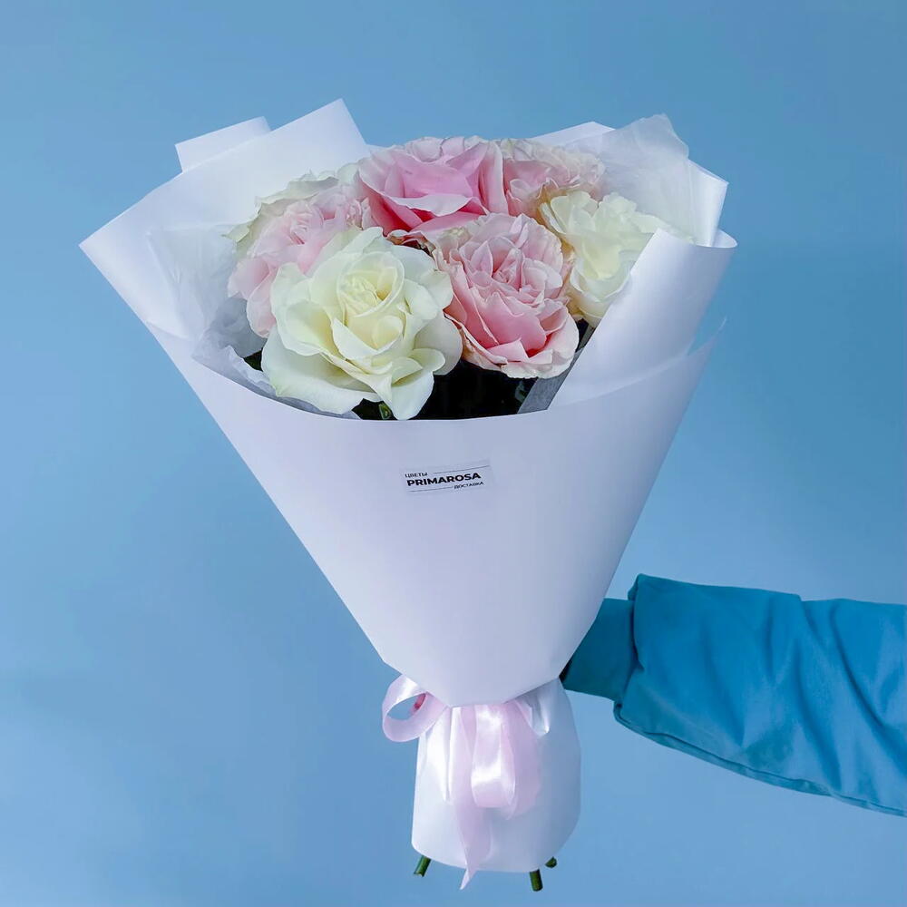 Букет из 7 французских роз Эквадор «Облачко» 🤍🌸 38370