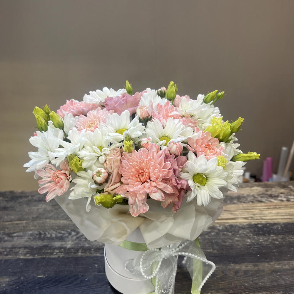 композиция эустома с хризантемой🌸