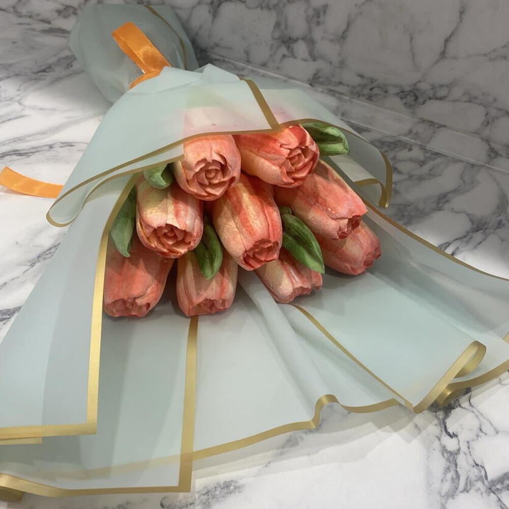 Очаровательный яркий букет из крупных зефирных Тюльпанов! На день рождения, дочери, внучке, День Учителя, маме