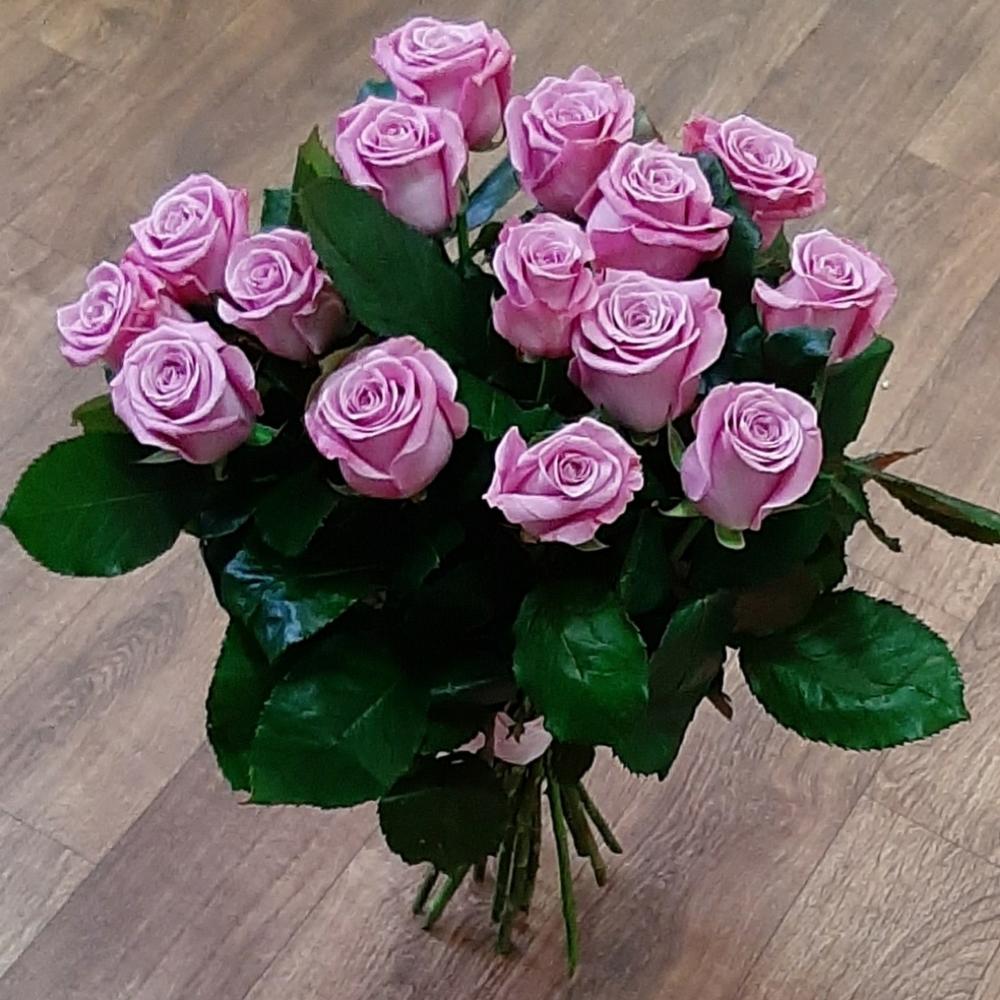 15 лавандовых роз 🌹