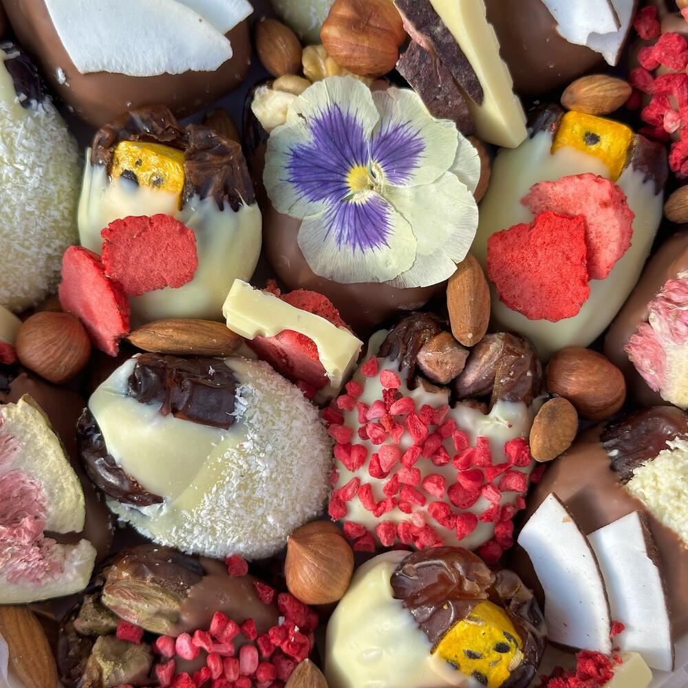 Chocolate-covered dates with fillings on February 14th