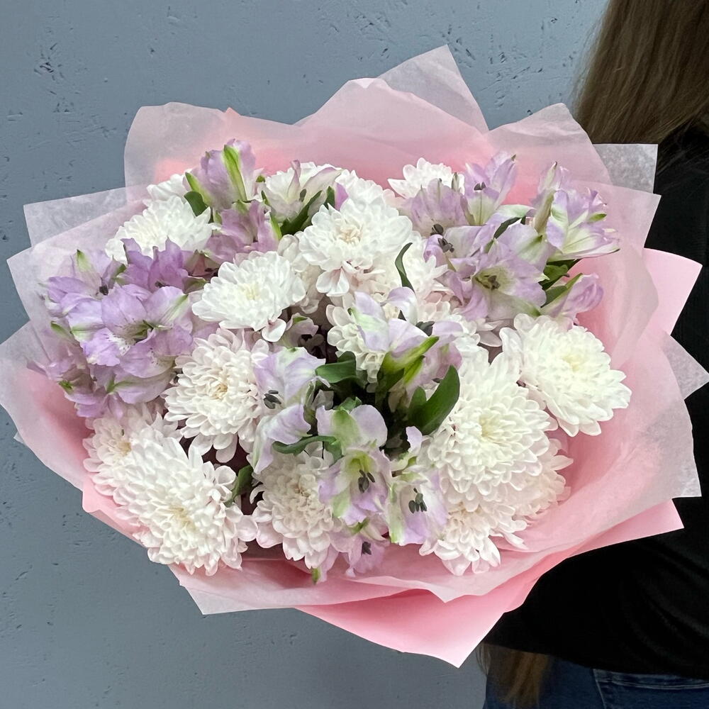 Сиреневая ласка 🌸 Трогательный букет в сиренево-белых тонах, наполненный мягкостью и светом