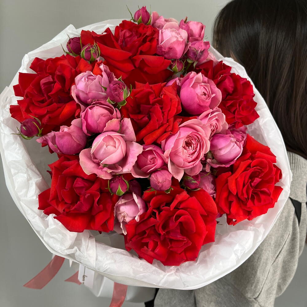 50 оттенков любви❣️ Дуо букет 💋французская нина и кустовая пионовидная Сильва Пинк