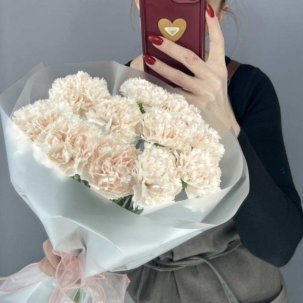 Моно букет кремовый диантус «Брют» 🌸🌸🌸