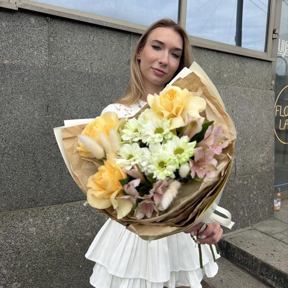 Букет 🌿🌸 французская Роза🍋 Альстромерия💕 Хризантема 🌿
