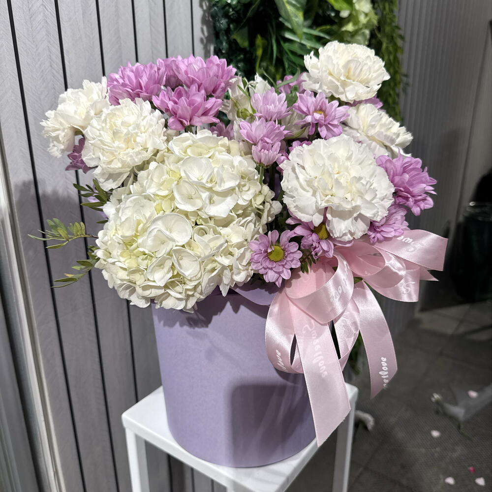 Композиция с гортензией и хризантемой 💜71007