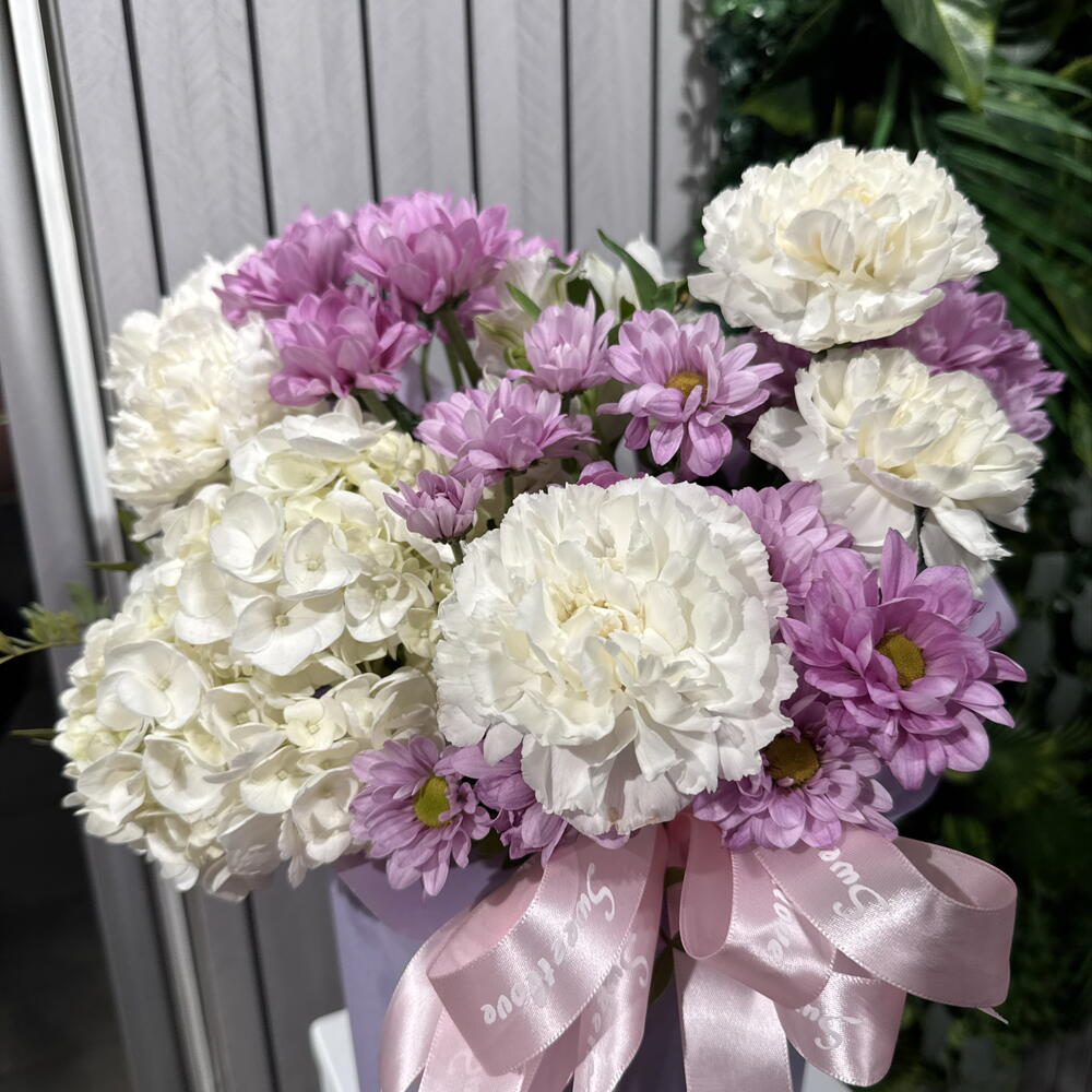 Композиция с гортензией и хризантемой 💜71007