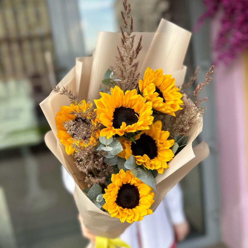 Букет из подсолнухов 5шт 🌻