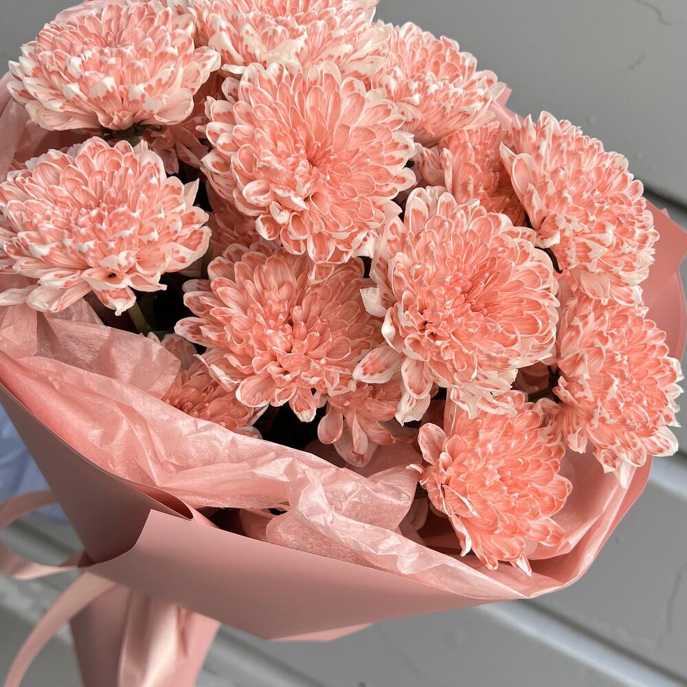 Персиковый букет из Кустовой хризантемы 💝