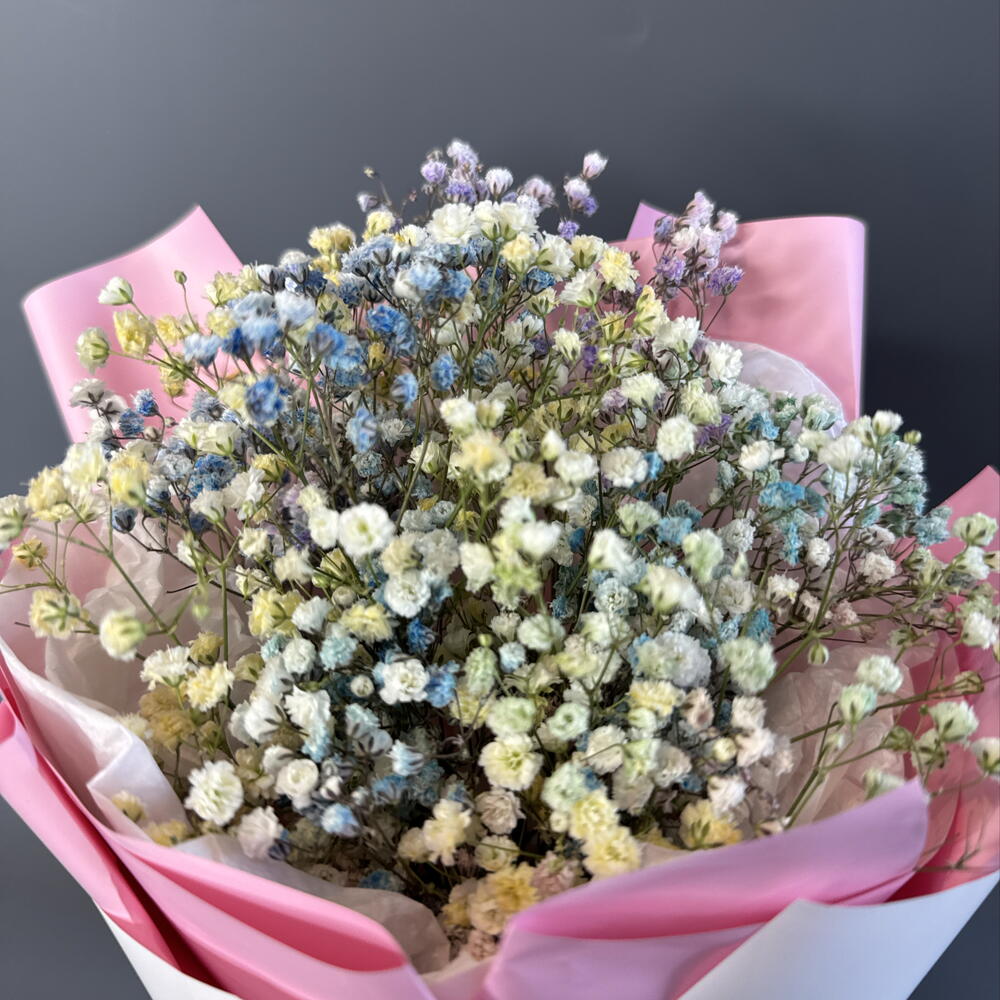 Букет дня комплимент🌸 радужная гипсофила