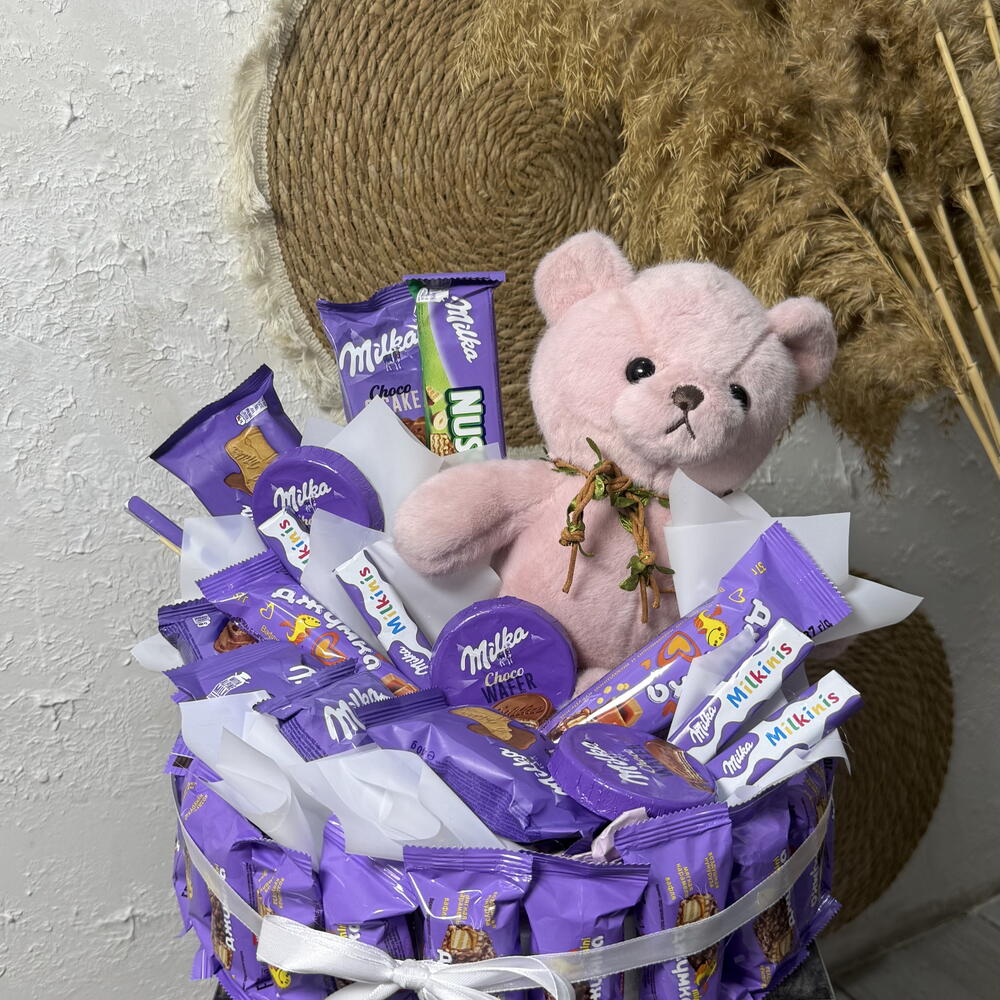 Сладкий бокс Milka с плюшевым мишкой