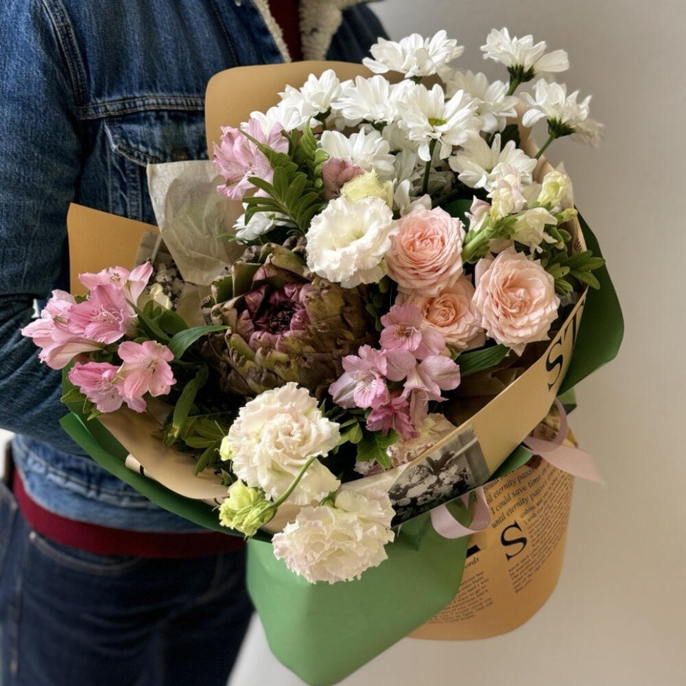 АВТОРСКИЙ букет "PREMIUM BLOOM" / ромашки / эустома / альстромерия / премиум букет / оригинальный подарок подруге