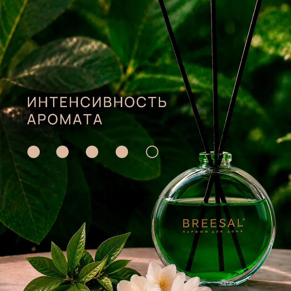 Диффузор для дома, ароматизатор с палочками : Жасмин зеленый чай и мята