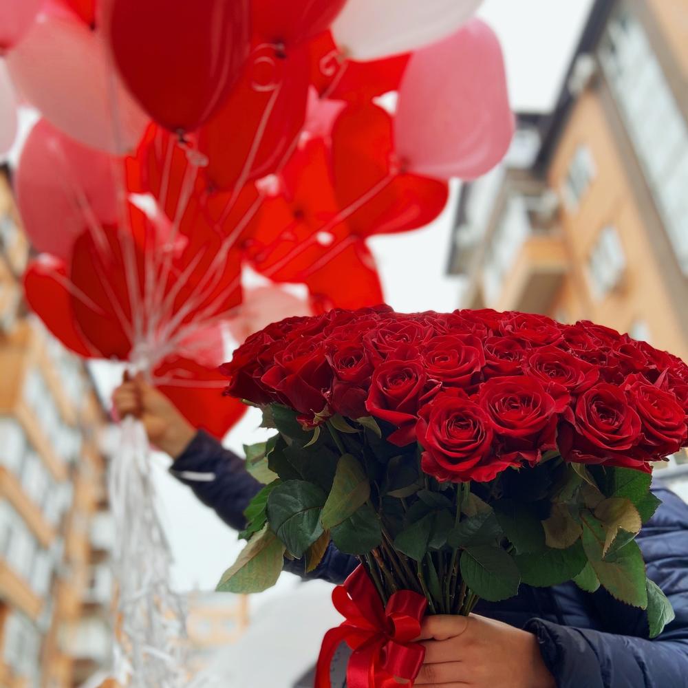 101 Роза+ 35 шаров сердце️️️️️️