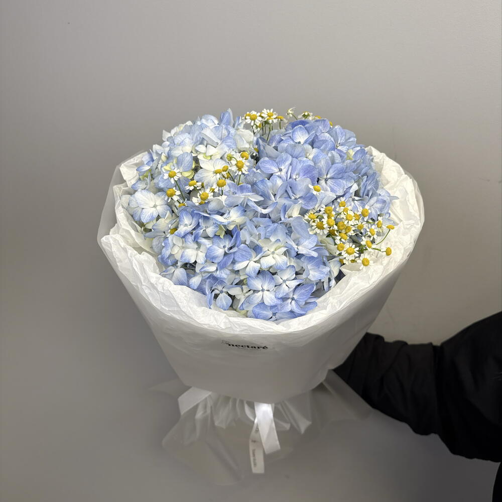 Авторский букет с гортензией и ромашками🌼