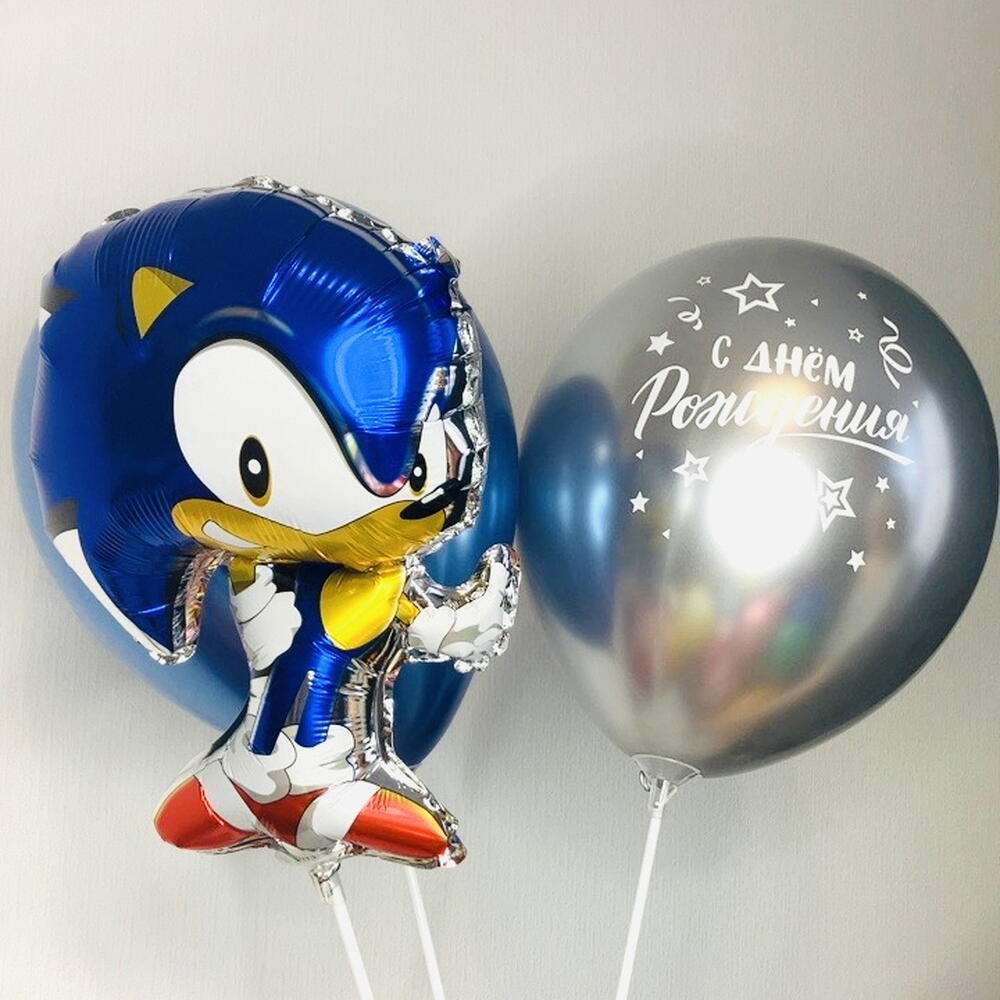 🦔 Топ Воздушные Шары Ёжик Соник 3 ШТ N0021/Хит Продаж