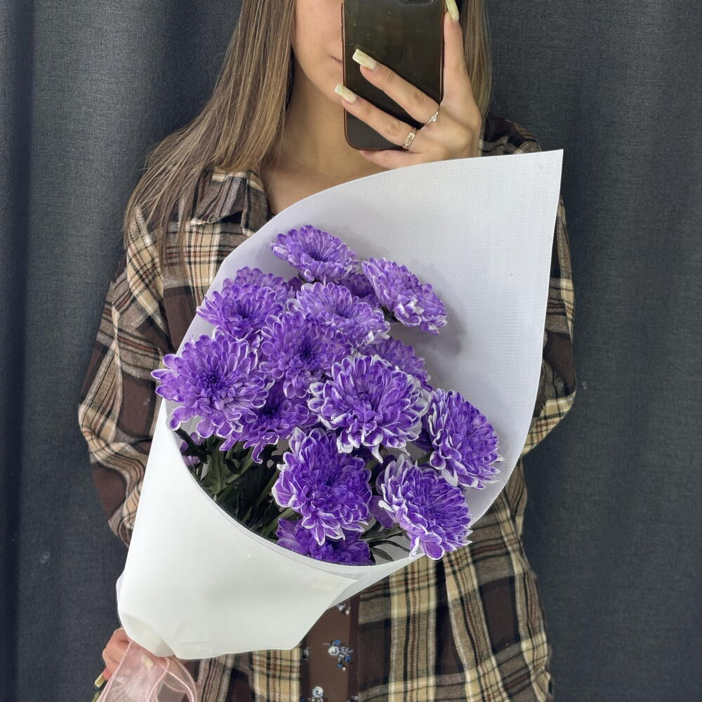 Конвертик из ярко-сиреневой хризантемы Сиреневый вайб 🕶️💜