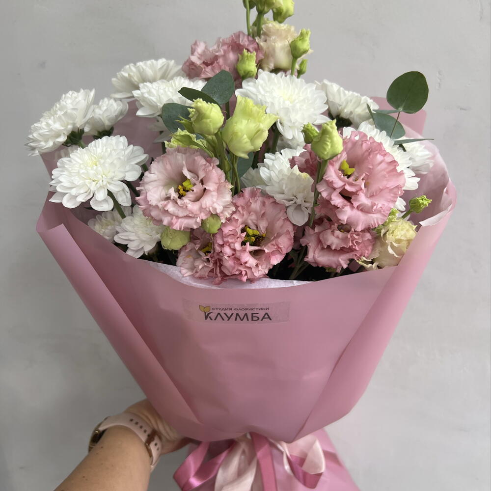 Букет из хризантемы и эустомы💐