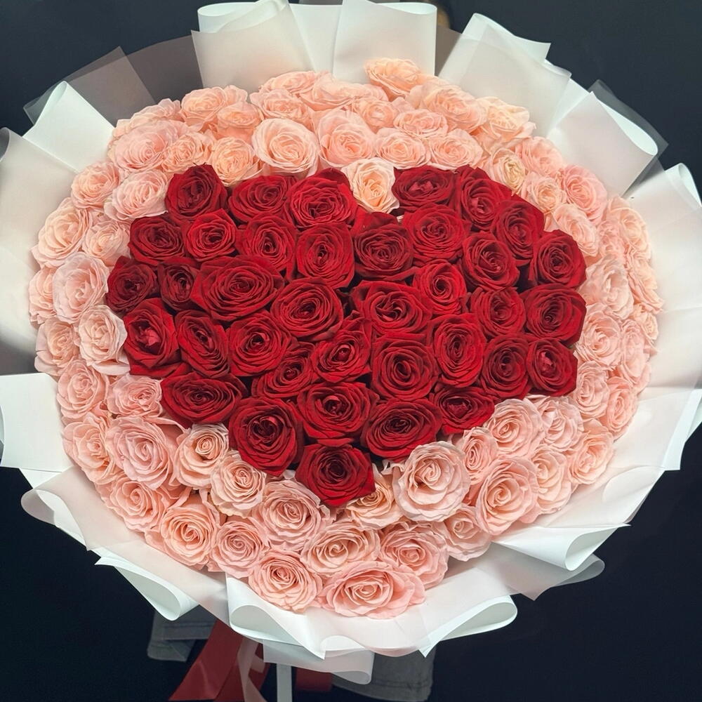 Роза СЕРДЦЕ 101 букет