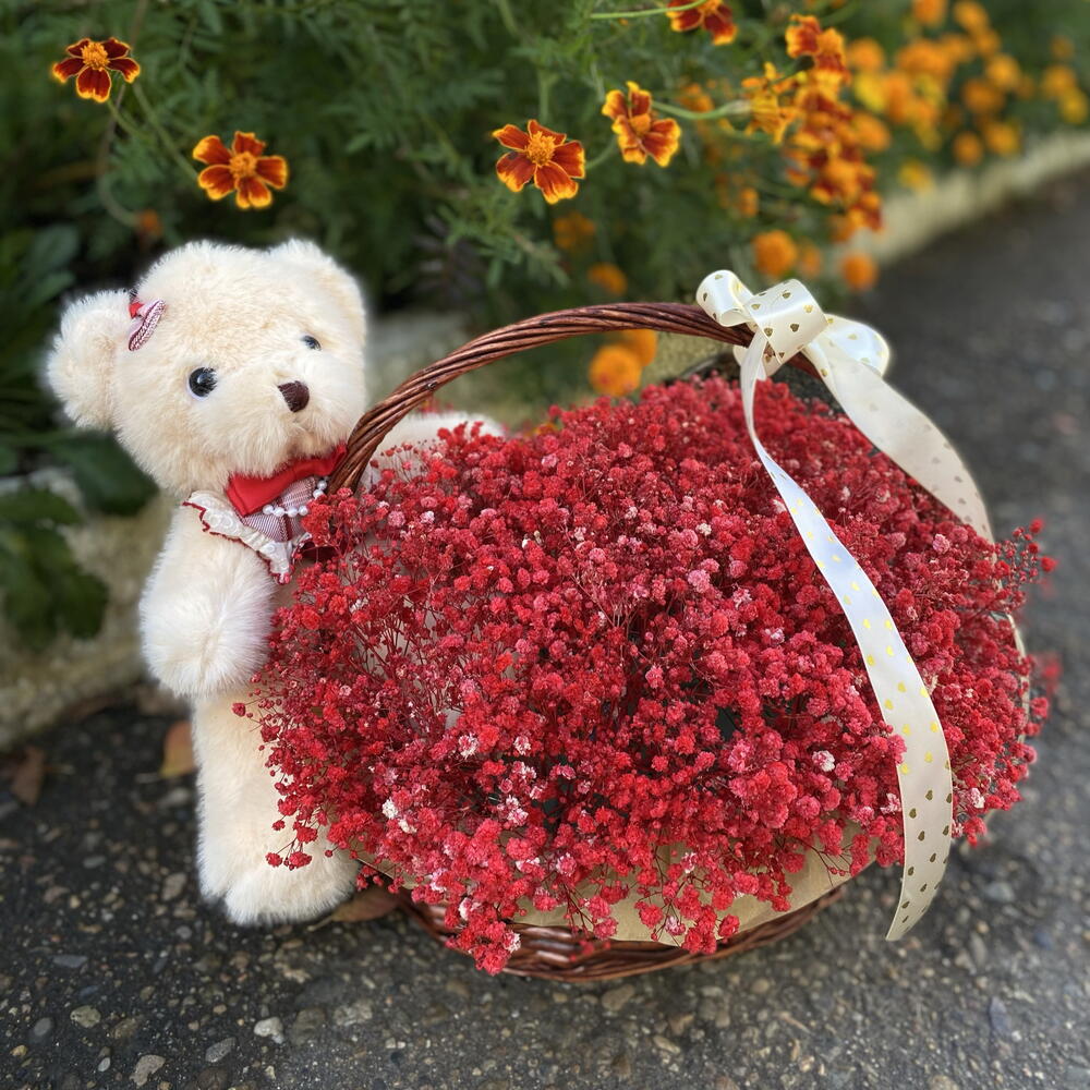 Подарок для нее ️🐻Гипсофила + мишка