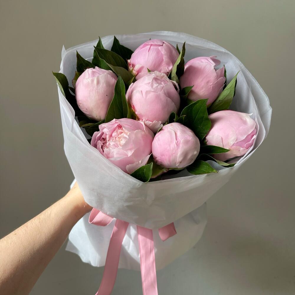 7 пионов розовые зефирки