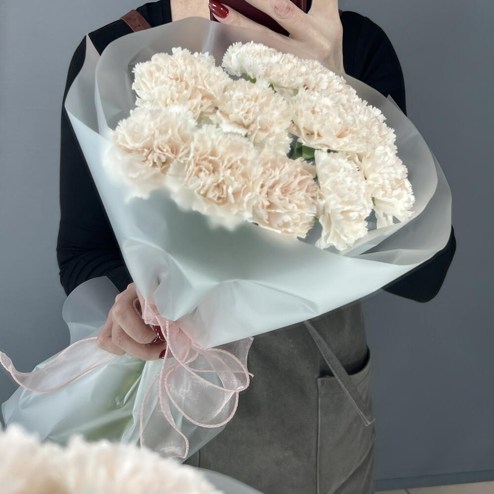 Моно букет кремовый диантус «Брют» 🌸🌸🌸