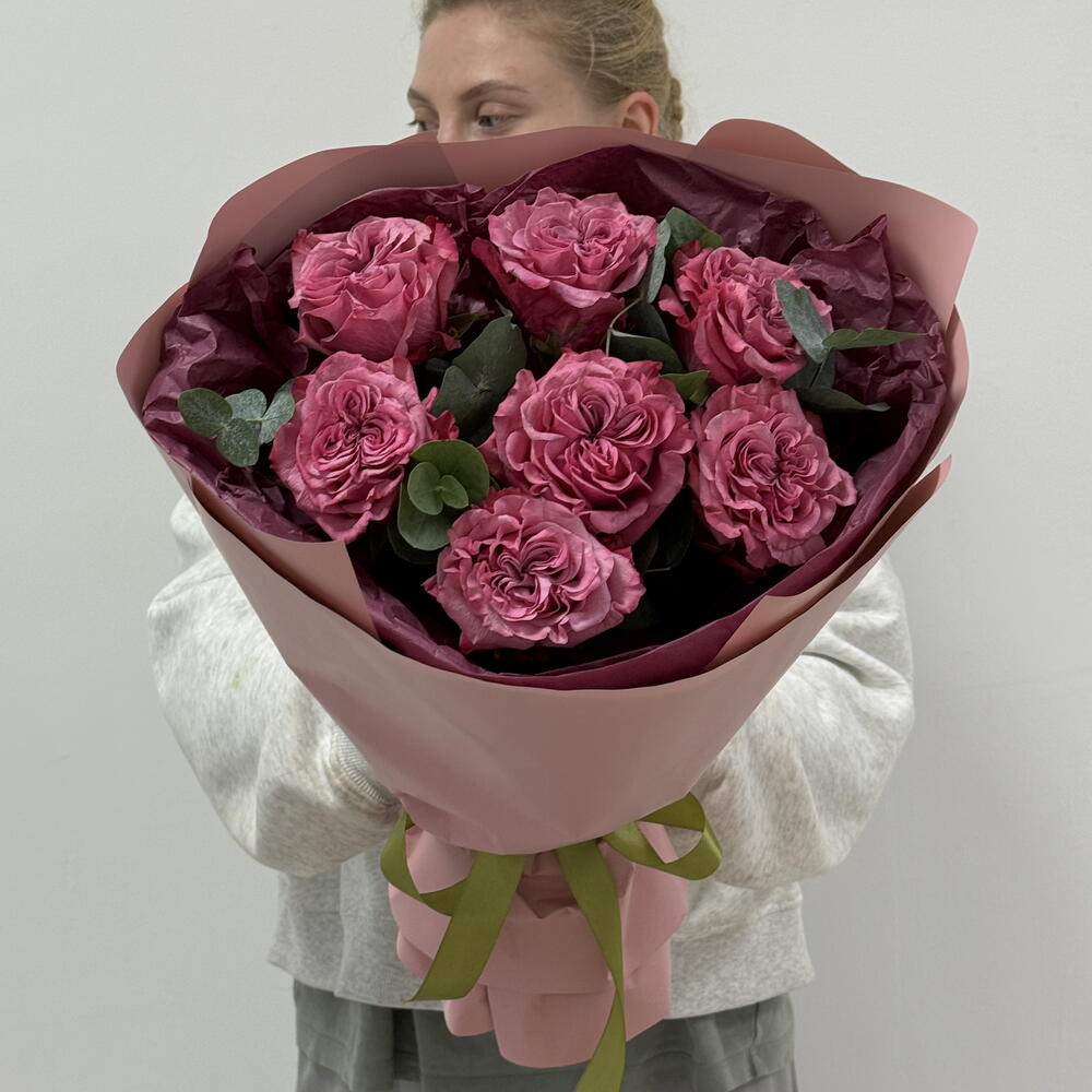 Монобукет  «Сад мадемуазель💃»из пионовидных роз сорта Кантри Блю🌸