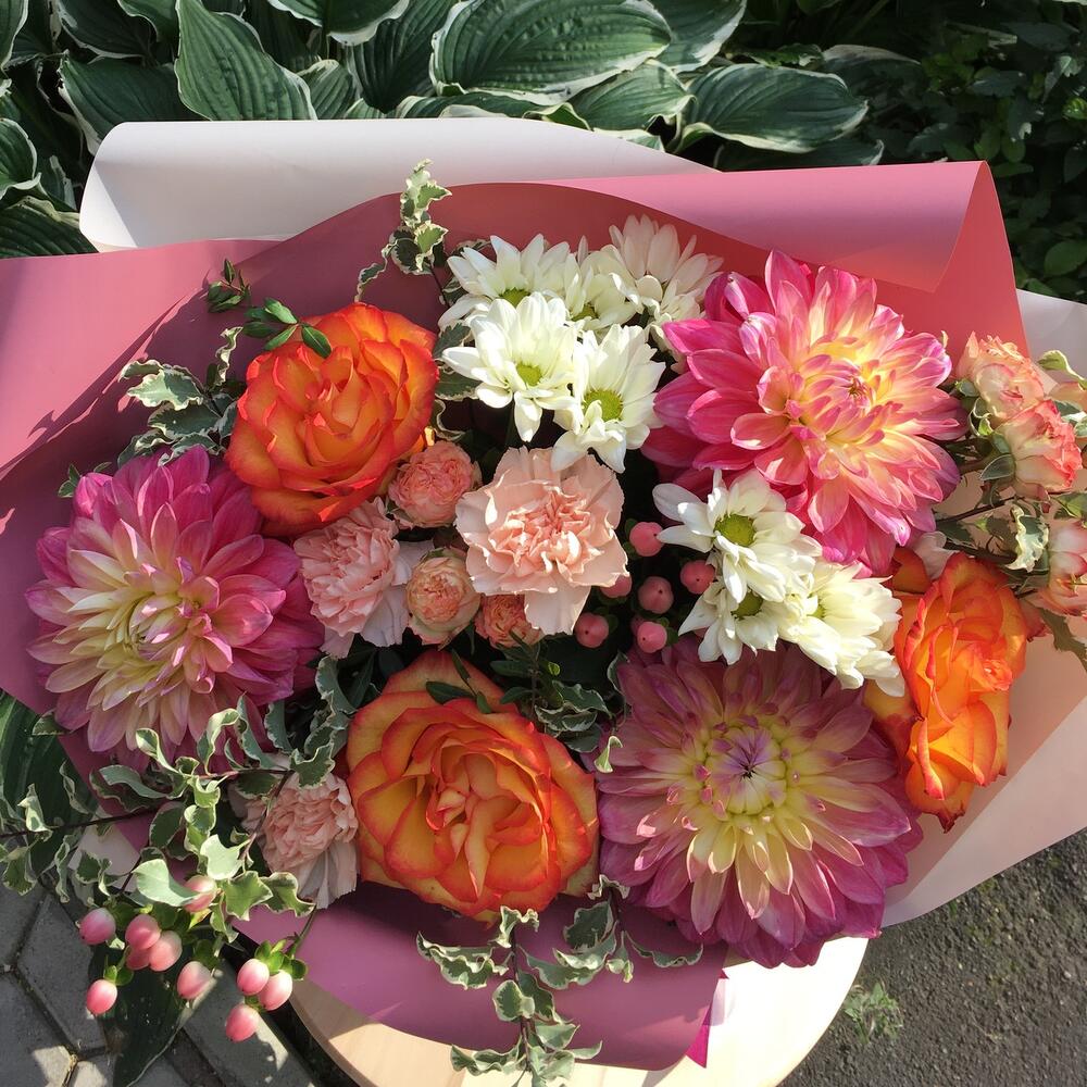 Bouquet with dahlias