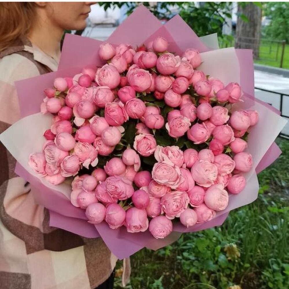 31 пионовидных кустовых роз Сильва Пинк