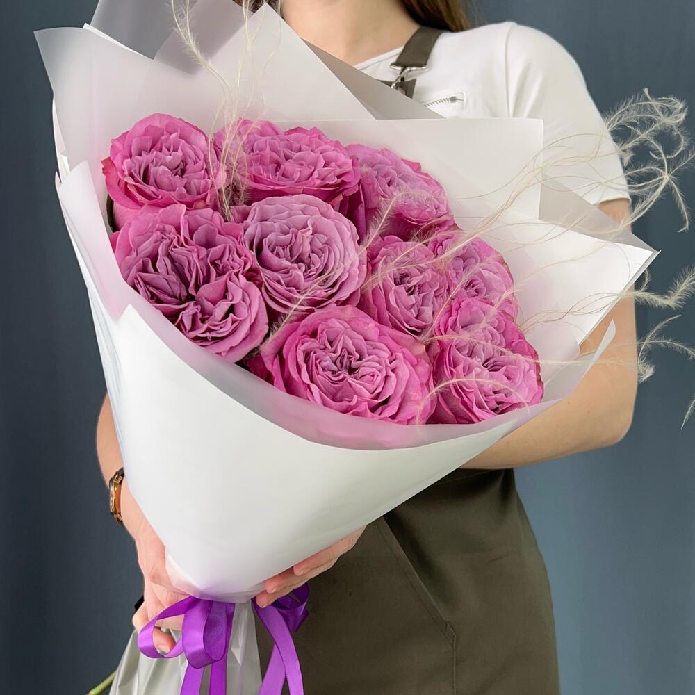 Моно букет из 9 пион роз💜