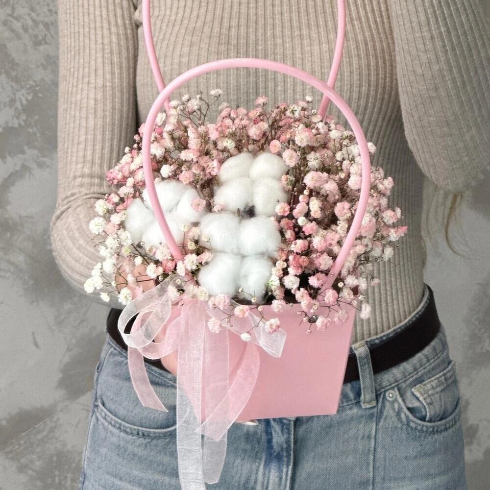 Нежная розовая сумочка гипсофила и хлопок 1 сентября🌸