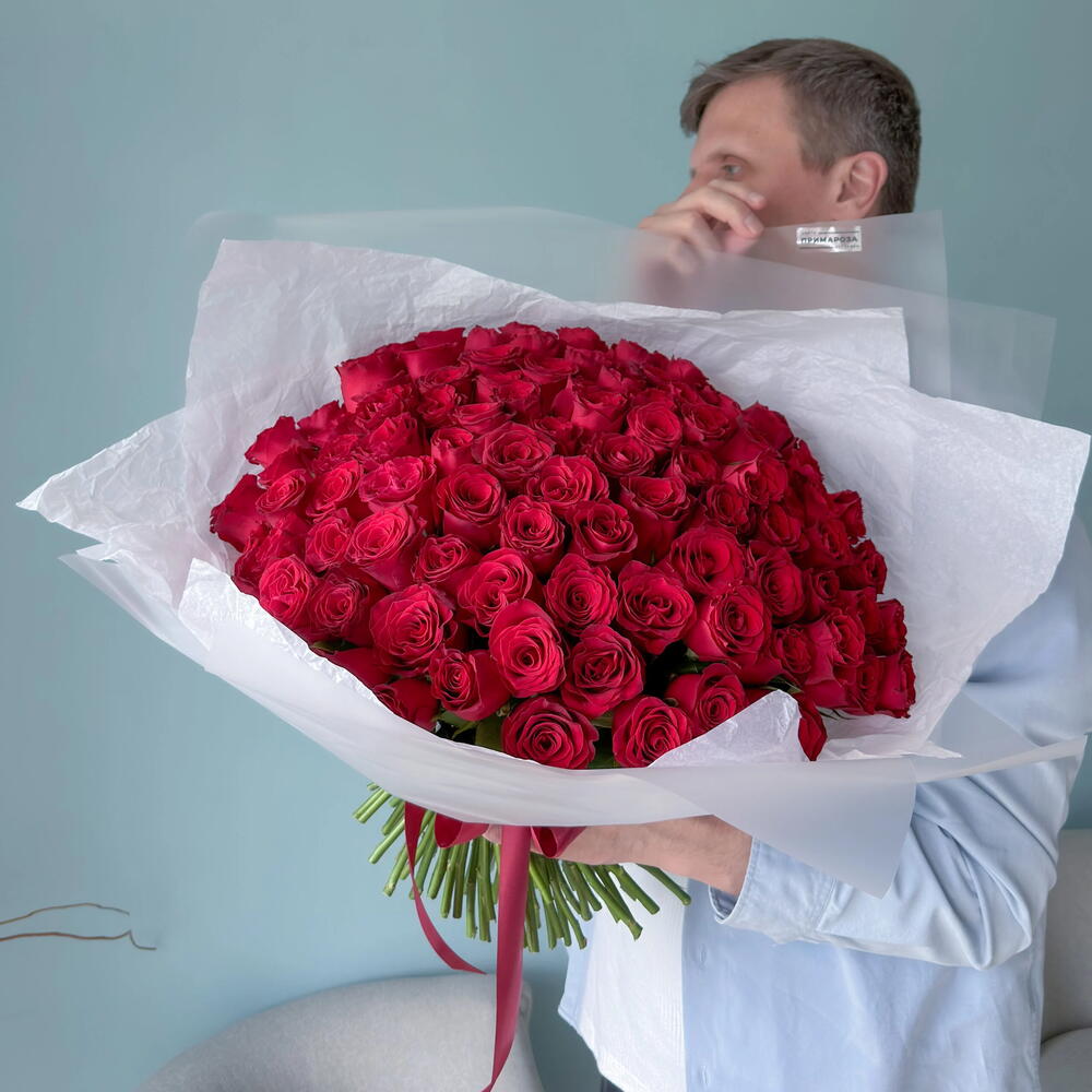 Букет из 101 красной розы Кения «Безграничная любовь» 🌹 40988