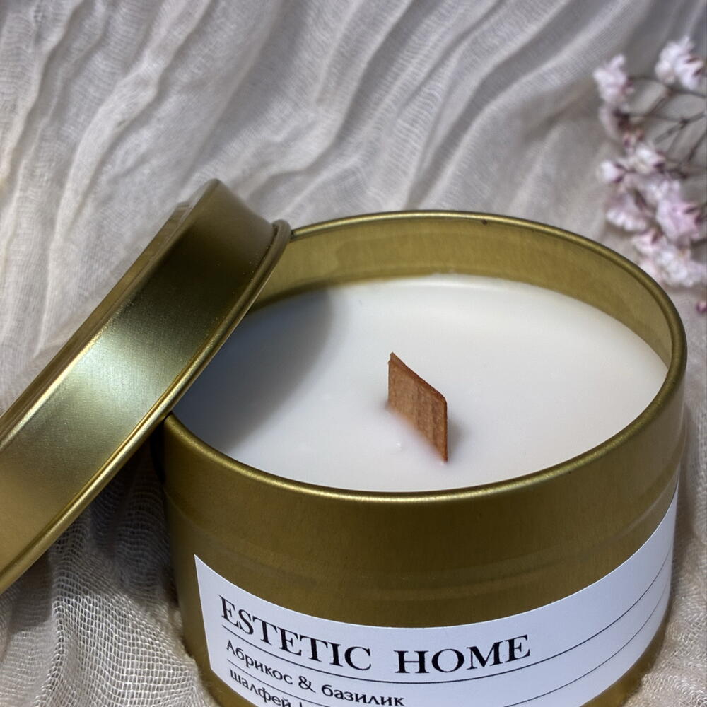 Аромасвеча ручной работы ESTETIC HOME Абрикос   базилик