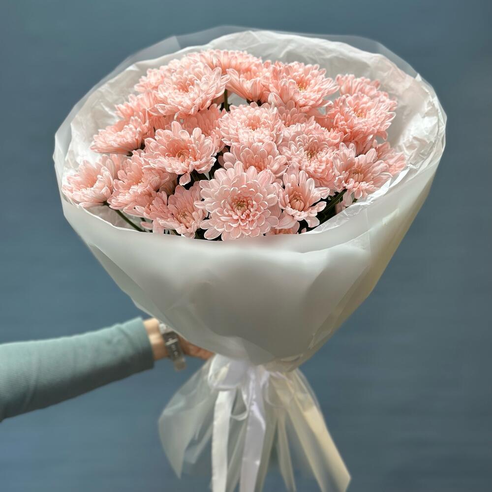 Букет розовых кустовых хризантем сорта Алтай, 5шт. (М003)