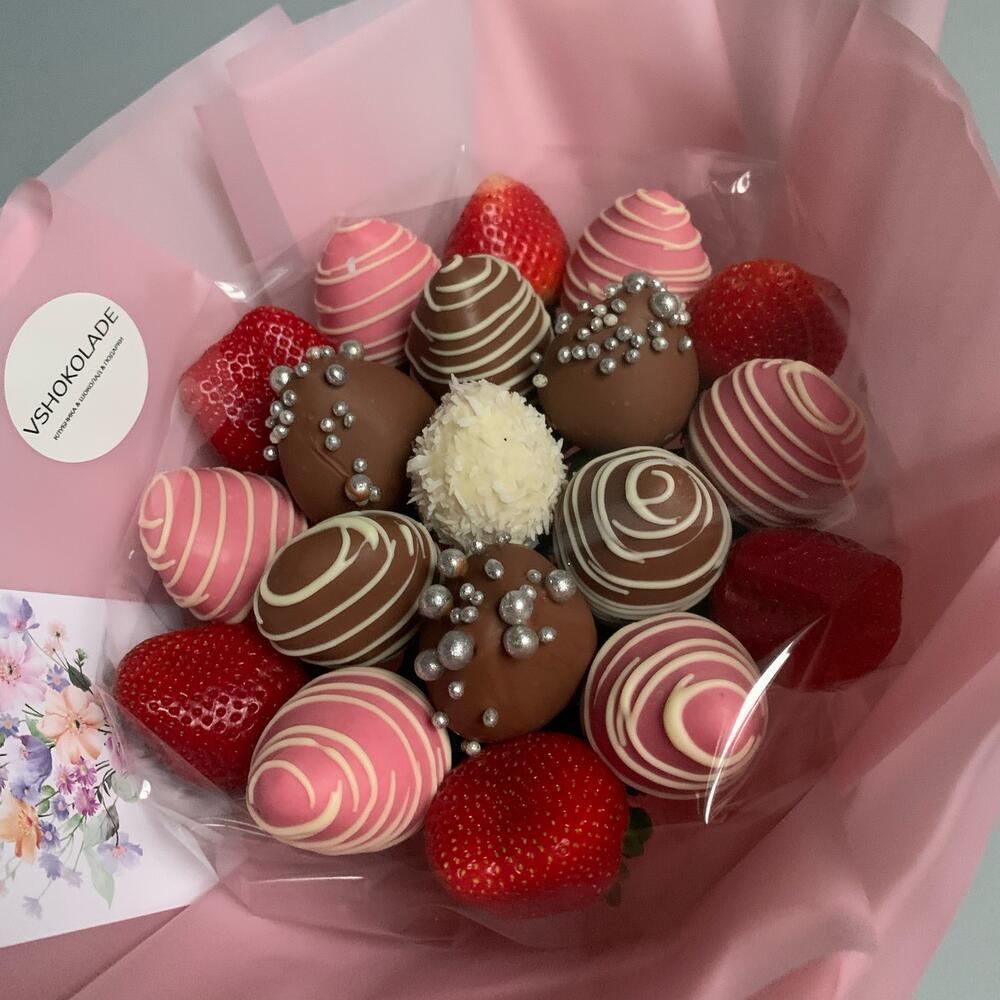 Букет из клубники в шоколаде, Цветы и подарки Имени Тельмана ...