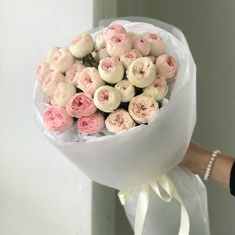 Букет из 35 роз - букет из 9 пионовидных роз Mansfield - «ТОП 9»