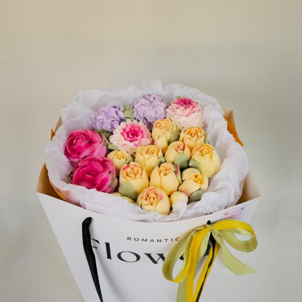 Bouquet for September 1st made of marshmallow flowers
