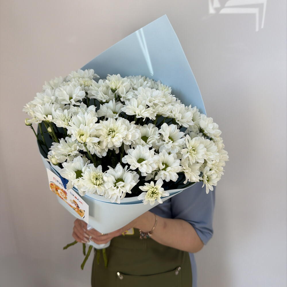 Букет ромашковых хризантем «привет школа»