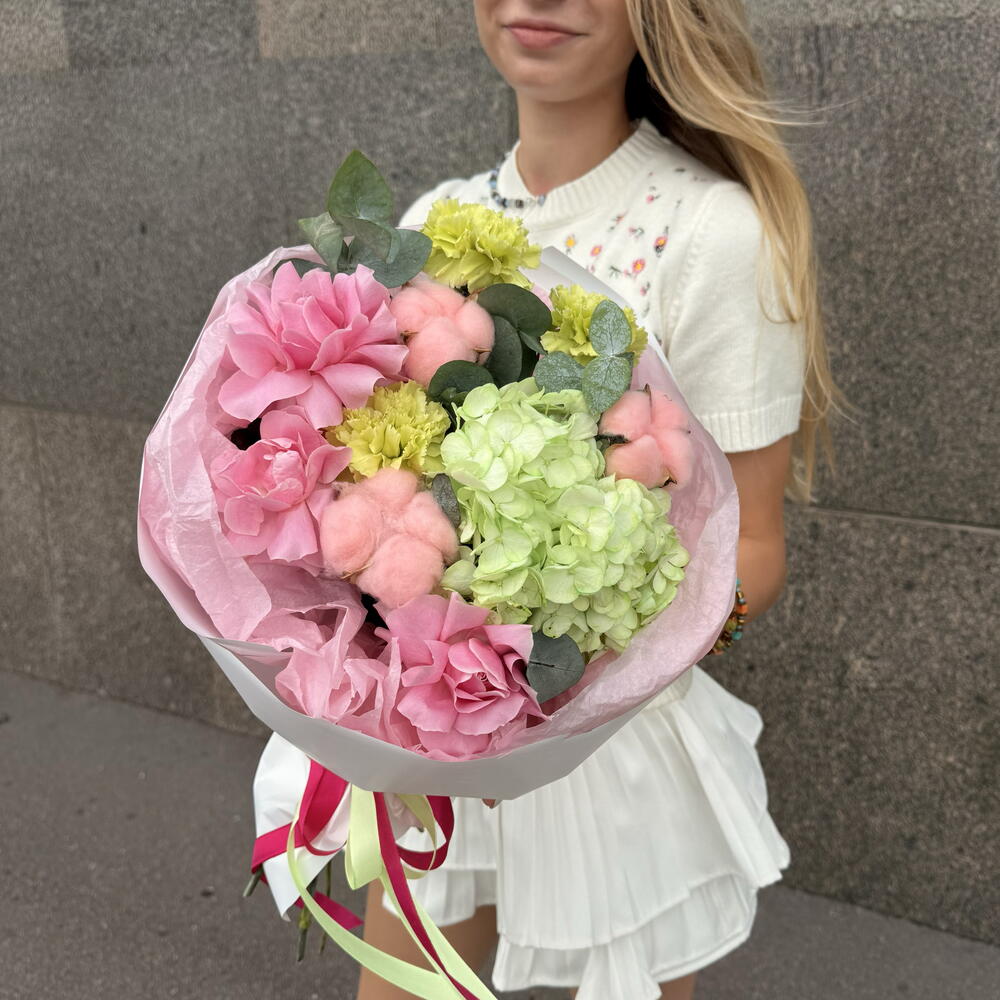 Букет 💕Розовый дофамин 💕🌸французская Роза♥️