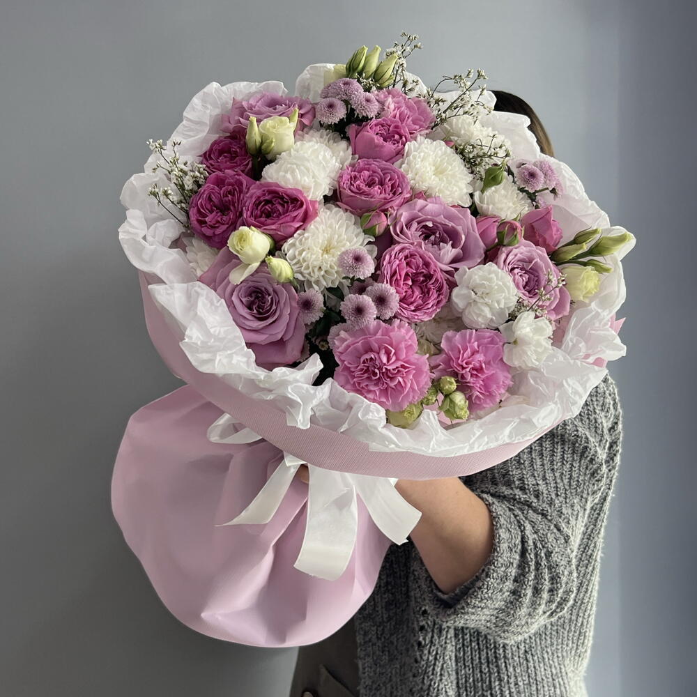 Букет чарующий 🩷 ароматная Маритим 💜 хризантема сантини 🌸 пионовидная кустовая Роза 💗💗💗
