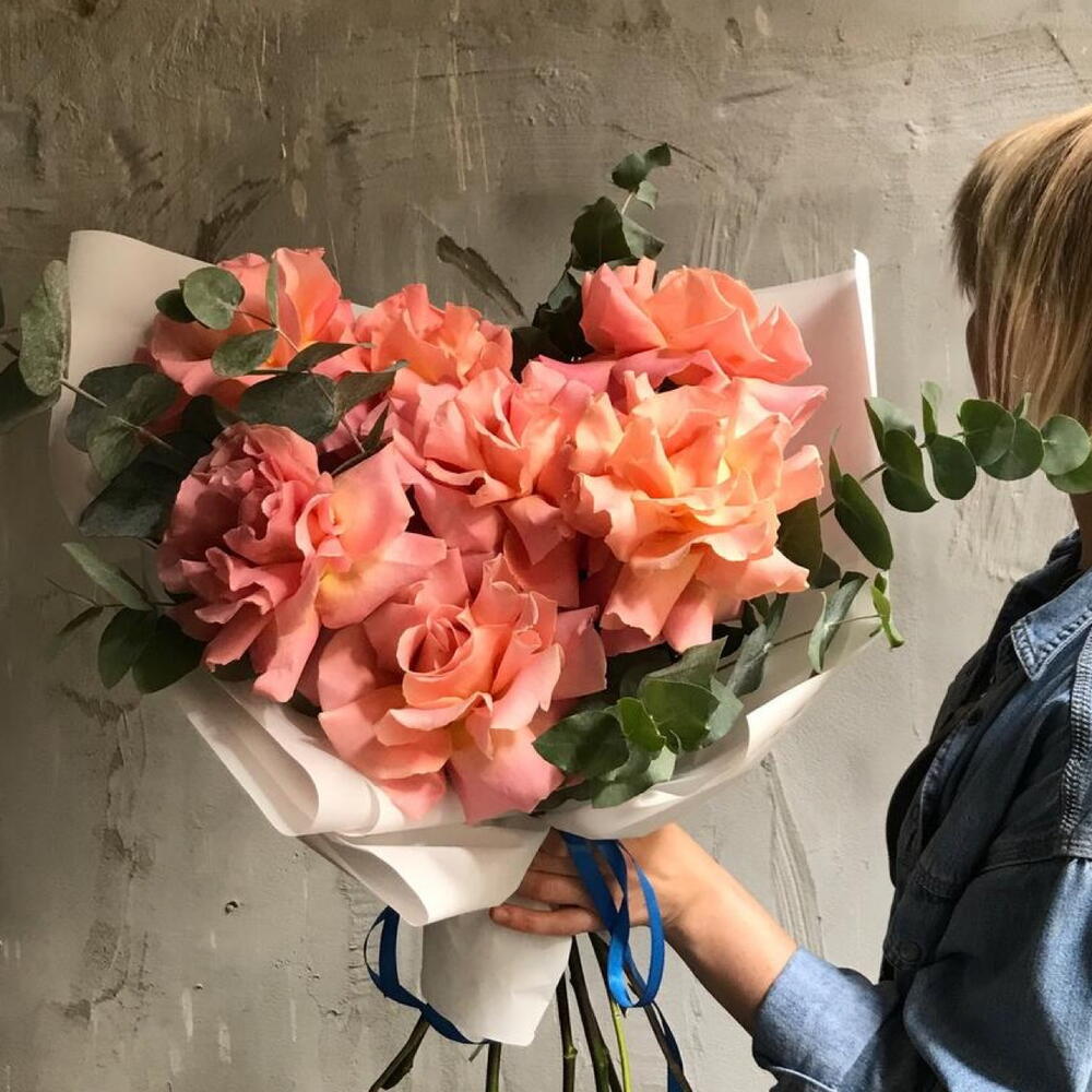 🍑🌿французская Роза с эвкалиптом, Цветы Санкт-Петербург, Ленинградская ...