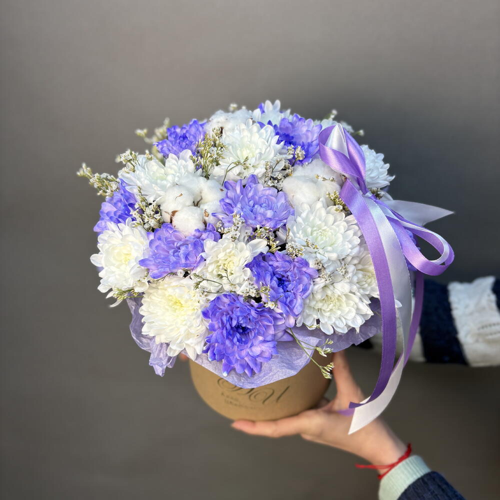 Сиреневая 💜 хризантема с сухоцветами