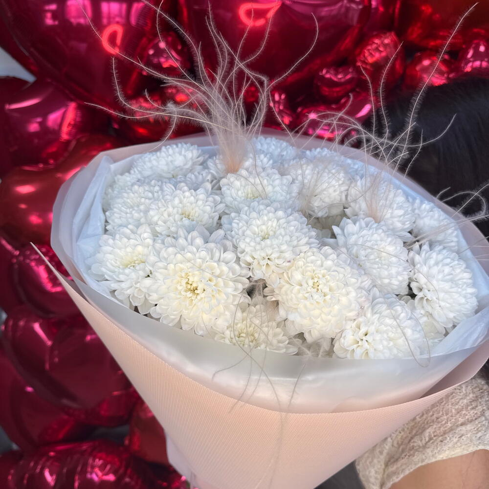 Моно букет 💐 с хризантемой Белый