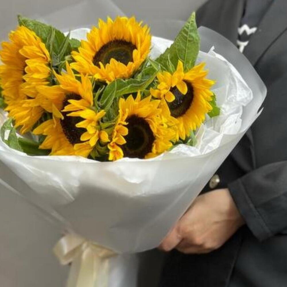 ССолнечное настроение — букет из подсолнухов 🌻