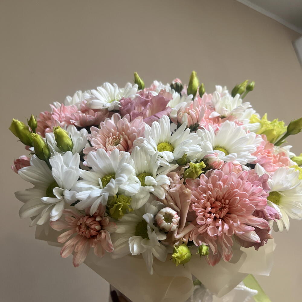 композиция эустома с хризантемой🌸