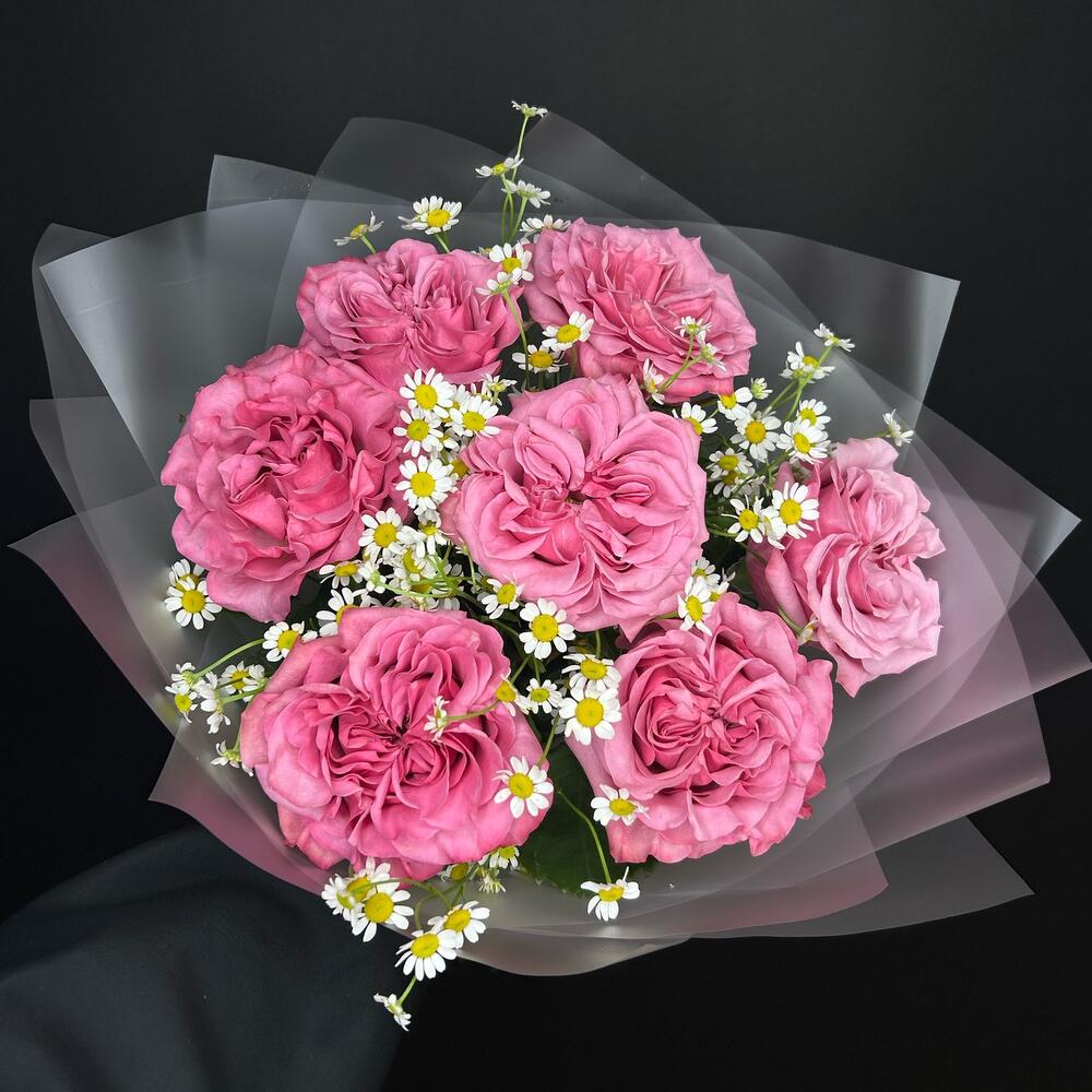 Flowers Rozas Роза Пионовидная и Ромашка, Цветы Москва, Россия, купить по цене 4490 ...
