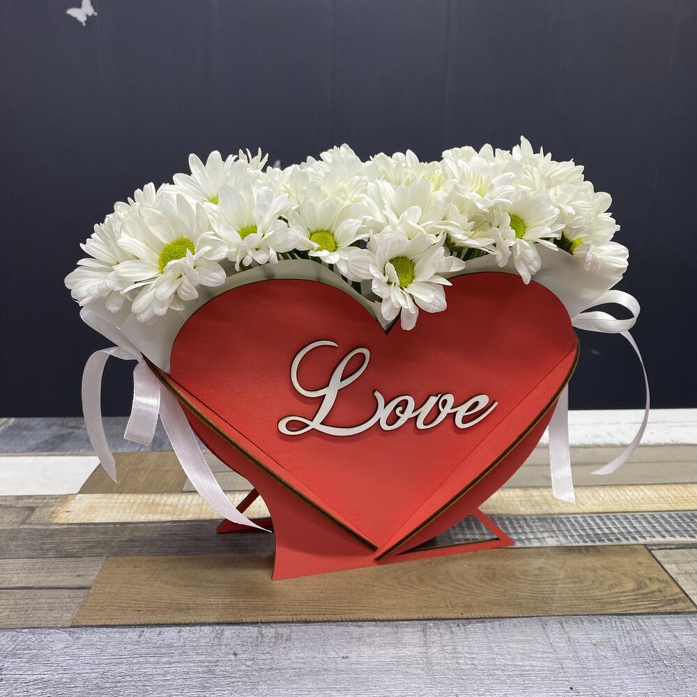 Ящик Love с ромашками