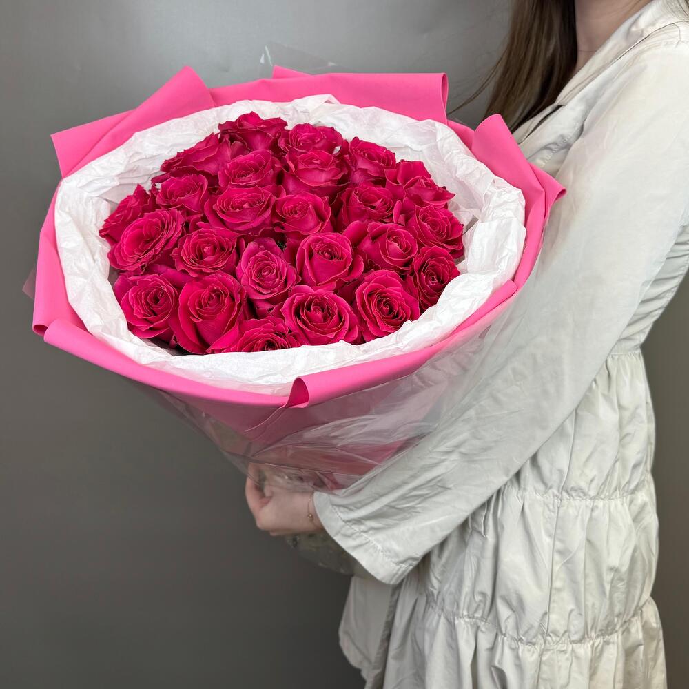 Малиновые розы 25 шт💖💝💞