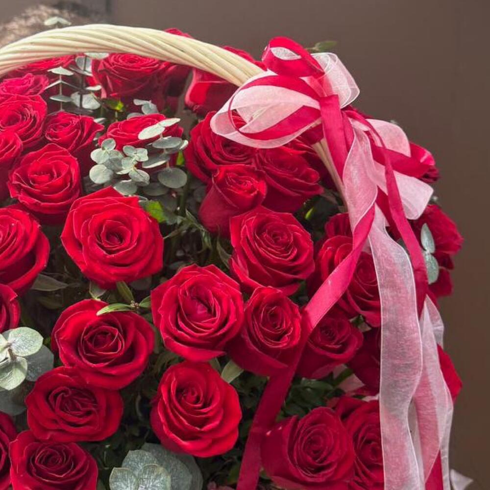"Романтика в корзине" 🌹🎀 композиция 101 Роза